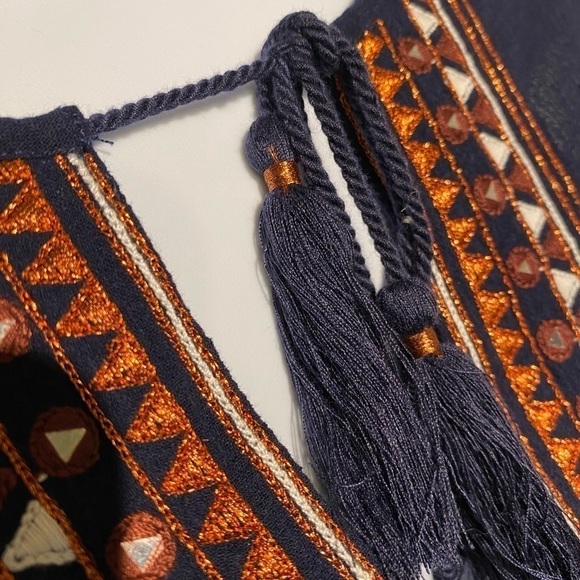 NEW J. Crew Blouse Tank Aztec XS Cotton Blouse Top Navy Southwest Vibe - Picture 3 of 15